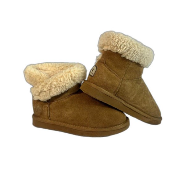BEAR PAW Olivia Suede Bootie Faux Fur Lined Women 8 Shearling Cabincore READ - Picture 1 of 7
